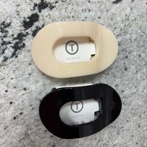 Small Teleties Black and Cream Flat Hair Clips